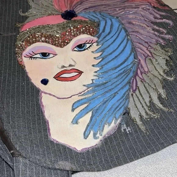 Vintage Sears Gray Pinstripe Custom Painted Showgirl Blazer Suit Jacket - Picture 9 of 16